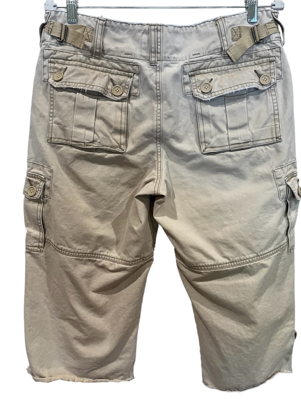 Abercrombie & Fitch Tan khaki Cotton Cargo Capris Bermuda skater shorts size 10 - Picture 4 of 8